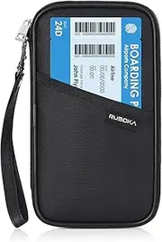 [ruboka] Fireproof RFID Blocking Passport Holder Wallet, Family Multiple Passport Holder Cover Bag Waterproof, Travel Document Organizer Credit Card Clutch Bag for Men Women, Black, Modern