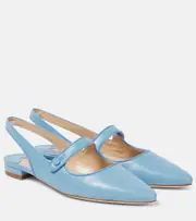 [Manolo Blahnik] Manolo Blahnik Campariflatsli leather slingback flats AU 11 blue