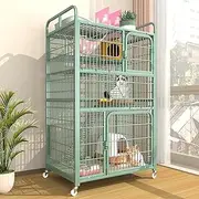 Large Cat Cage with 4 Wheels, Indoor DIY Cat Enclosure with Storage Rack, Pet Playpen Indoor, Detachable Metal Wire Small Animal Cages with a Suitable Ladder (Size : 31.5x21.7x53.5"/80x55x136cm)