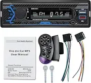 SWM-7811 1 Din Car MP3 Player Car Digital FM Radio with Steering Wheel Remote Control Support BT USB TF Card Slot 3.5mm AUX Music Playback with Mic Black One Size