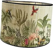 WeiLaiKeQi Bamboo Lamp Shades Drum Lamp Shade E27 Farmhouse Decorative Lampshade Japanese Lampshade for Table Lamps Desk Lamps, Birds