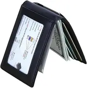 Leather Short Wallet,Multifunctional Metal Cash Clip,RFID Blocking Anti Magnetic Wallet,Light,Portable and Fashionable,Black