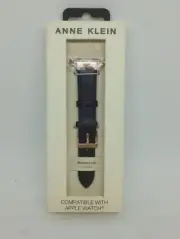 Anne Klein Soho Women's Rose Tone + Blue Leather Strap Apple Watch 38/40/41mm