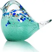 QFkris Big Handmade Glass Bird Figurines Blown Glass Bird Paper Weight Collectibles Art Animal Sculpture Home Table Ornament Decor