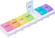 7 Day Pill Tablet Organiser - Weekly Pill Box for Pills/Vitamin/Fish Oil/Tablets