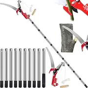 Tree Loppers Long Reach Telescopic, 82-448cm Long Reach Pruner with Extendable Handle & 33cm Saw, Lightweight Telescopic Tree Pruner Branch Cutters, Pulley Pole Pruner Hand Garden Loppers