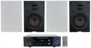 Rockville BLUAMP 150 Home Stereo Bluetooth Amp Receiver+4) 6.5" In-Wall Speakers