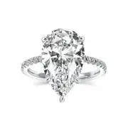 5.0CT Elongated Pear Shaped Engagement Ring,Hidden Halo Simulated Diamond Rin...