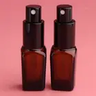 2x Portable Empty Glass Refillable Amber Perfume Atomizer Pump Spray Bottle