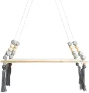 Home Storage Shelf, Octagonal Beads Hanging Board Storage Shelf Rack Nursery Decor - Black/661 (Color : Grey)
