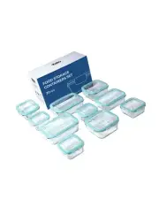 20 Piece Glass Food Storage Containers Set w/ Snap Lock Lids Microwave Safe NEW!