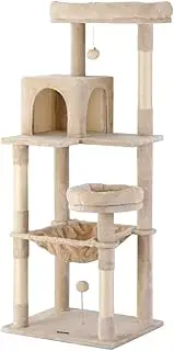 i.Pet Cat Tree 143cm Tower Scratching Post Trees Scratcher Condo House Beige