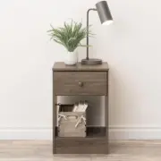 Prepac Nightstands 24.5"Hx16"Wx16"D Particle Board Top Wood Frame Modern Gray