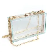 Women Clear Purse Acrylic Box Clutch Handbag, Small Transparent Light Blue