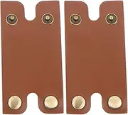 LUOZZY 2pcs Manual Shaver Head Protective Covers Razor Tip Covers Leather Razor Protective Cases Supply - Brown