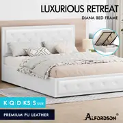ALFORDSON Bed Frame Queen Double King Single Gas Lift Storage Base Leather DIANA