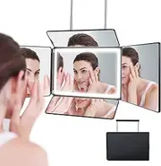 5 Way Mirror for Self Hair Cutting, 360 Mirror for Braiding, 5 Sided Barber Mirrors with Light, Mountable Makeup Mirror with Adjustable Telescoping Hooks, DIY Haircut Tool are Good Gifts for Men Women
