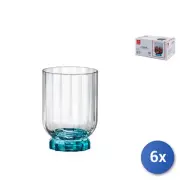 6x Glass Florian Glass Clear Foot Blue For Rocks 30Cl