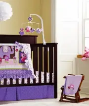 Baby Girls 3 Pieces Cotton Nursery Bedding Crib Cot Sets-- Purple Owl Bird
