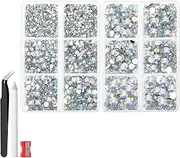 6500 Pieces Hotfix Rhinestones Crystal Rhinestones 5 Different Sizes Round AB Rhinestones for Clothing DIY Jewellery Making with Tweezers and Rhinestone Picking Pen for Crafts Shoes