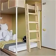 Wooden Bunk Bed Ladder Heavy Duty RV Loft Bed Ladder with Hook Bracket and Non-Slip Feet, 330 Lbs Weight Capacity(4-Steps-125cm)