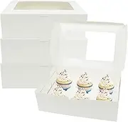 WODJR 24Pcs Pastry Boxes White Bakery Boxes Cookie Box White Paper Cake Boxes with Window Gift Box Bakery Take Out Containers Dessert Boxes for Muffin Cookie Donut Chocolate Pie Wedding Birthday Gift