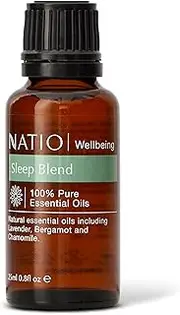 Natio Wellbeing Sleep Pure Essential Oil Blend 25 ml - Lavender, Bergamot, Marjoram, Tangerine & Chamomile - Relieve Symptoms of Sleeplessness & Stress - Vegan & Made in Australia