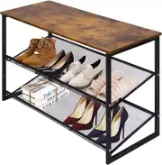 3Tier Tilting Adjustable Freestanding Shoe Rack 6-Pairs 25.2in Length Durability