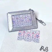 Rachel Barri self finishing Metallic Silver wallet w/ hand painted design canvas