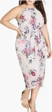 CITY CHIC Pretty Posey Halter Neckline Plus Size Dress L/20W NWT