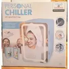 Blue - Personal 6 Can Chiller LED Lighted Mini Fridge with Mirror Door