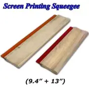2 pcs Screen Printing Squeegee 13" 9.4" Ink Scraper Wood Press Tool 75 duro