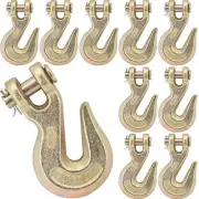 10Pcs 3/8" Chain Hook Clevis Grab Hook, Forged Grade G70 Steel Clevis Hooks, ...