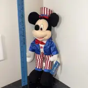 Disney Micky Mouse Plush Red White and Blue 14" heel to top of hat patriotic