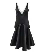 JW Anderson Draped Hemline V-Neck Dress UK8,UK10 black
