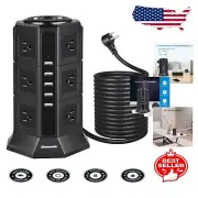 Heavy Duty 16FT Surge Protector with Multi-Outlet Power Strip & USB Charging Hub