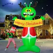 Christmas Funny Alien Banner Sign Airblown Inflatable Decor Blow Up Holiday Lawn