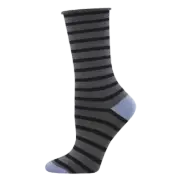 SockSmith Ladies Sailor Stripe Graphic Charcoal Crew Sock WBC2174-CHA
