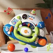 Frafuo Baby Montessori Sensory Learning Travel Activities Toys with Sound Light - Baby Steering Wheel Music Toys for Babies Over 1 Year - Infant Newborn Gifts for Toddlers 1-3 Year Old Boys Girls
