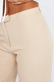 Beige Straight Fit Pants Mid Rise - Size 16, Women's Slim Pant