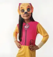 NWT Paw Patrol Skye Halloween Costume Girls XS 3-4 Jumpsuit Mask Rubie's Pink,..