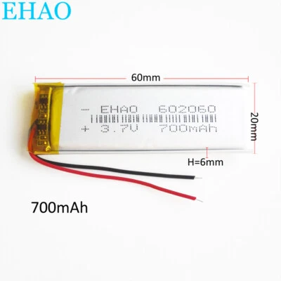 3.7V 602060 700mAh Lipo Polymer Battery Rechargeable For DVD GPS Headphone Watch