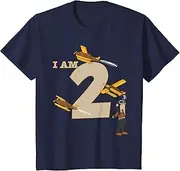 [X.Style] Kids 2nd Birthday T-Shirt Boys Pilot Plane Birthday ds890 T-Shirt (S) Navy Blue