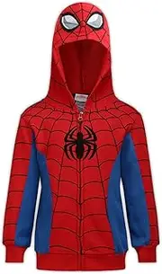 [Marvel] Avengers Captain America and Spider-Man Boys Zip-Up Hoodie for Toddlers and Big Kids – Blue/Red/White