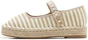 [ATBELL] Women's Mary Jane Espadrilles Woven Espadrille Outsole Canvas Summer Flats