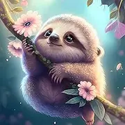 RICUVED Diamond Art Kits for Adults, Sloth Animal Flowers 12x12 Inch/30x30cm