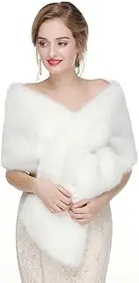 [Decahome] Faux Fur Shawl Wrap Stole Shrug Winter Bridal Wedding Cover Up