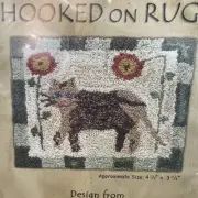 Punchneedle Embroidery Hooked On Rugs Flower Whiskers Cat w/pre printed fabric