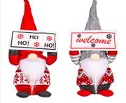 2X Merry Christmas Ornament Holding Lights Faceless Doll Doll Window Decoration