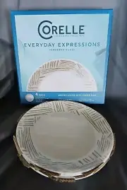 Corelle Everyday Expressions Glass Geometrica 7.5" Salad Snack Plates 4 Piece